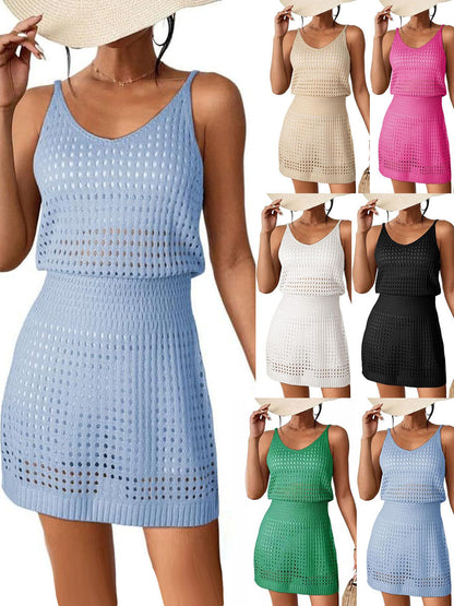 Summer Crochet Hollow Out Knit Beach Bathing Suit Swim Cover Ups Cruise Outfits Vacation Dresses for Women 2025 - Seldom Seen Styles