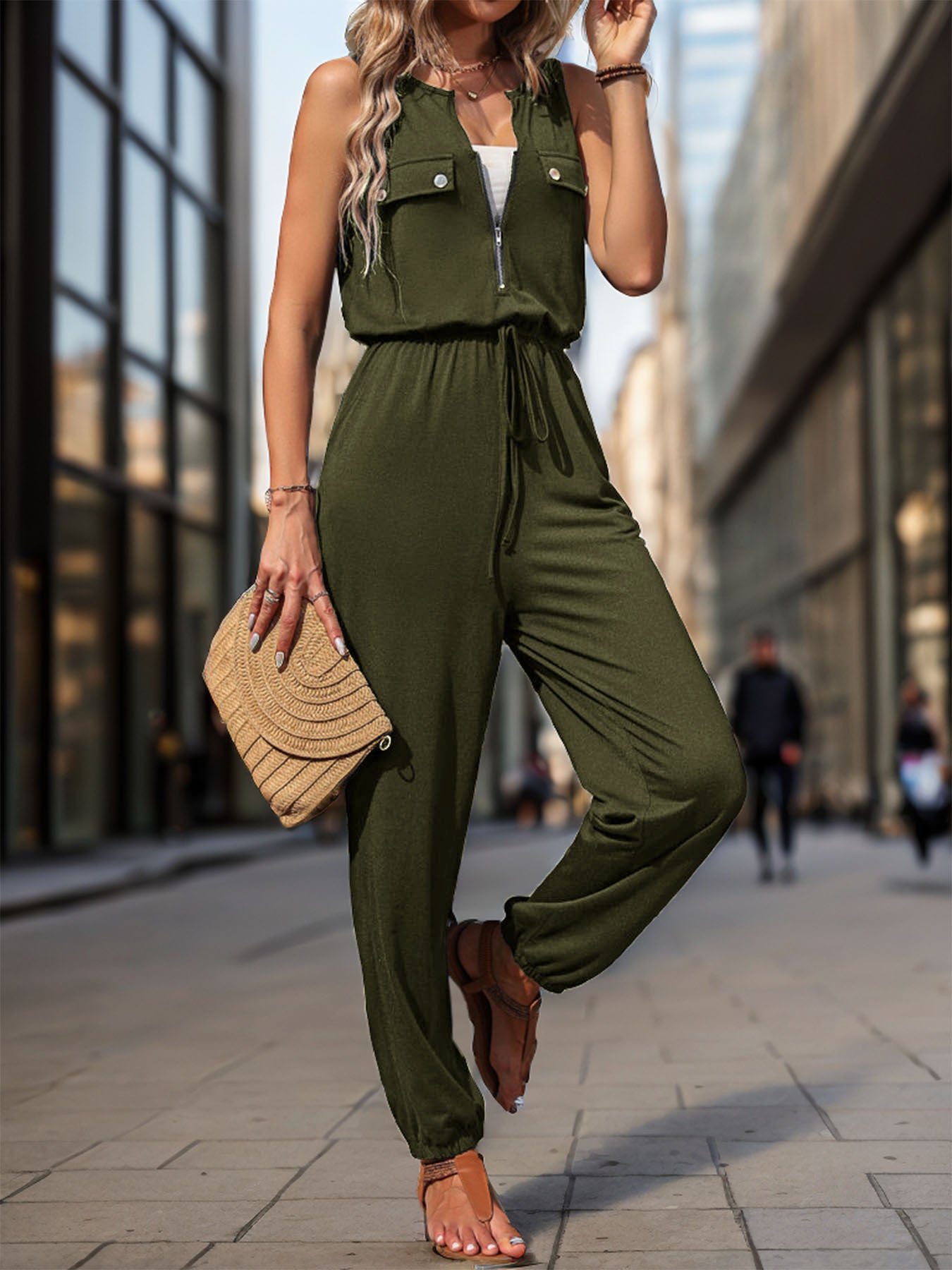 Summer Rompers for Women 2024 Sleeveless Pokect Tummy Control Dressy Rompers for Women 2024 - Seldom Seen Styles