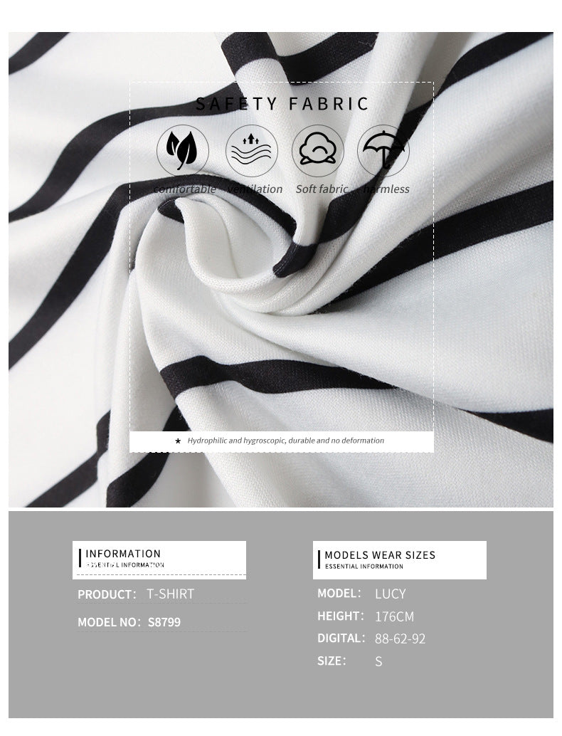 Summer Women's Sleeveless Classic Tops Horizontal Striped Round Neck Vest Loose Fit Cotton Fashion T-Shirt - Seldom Seen Styles