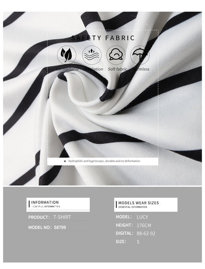 Summer Women's Sleeveless Classic Tops Horizontal Striped Round Neck Vest Loose Fit Cotton Fashion T-Shirt - Seldom Seen Styles