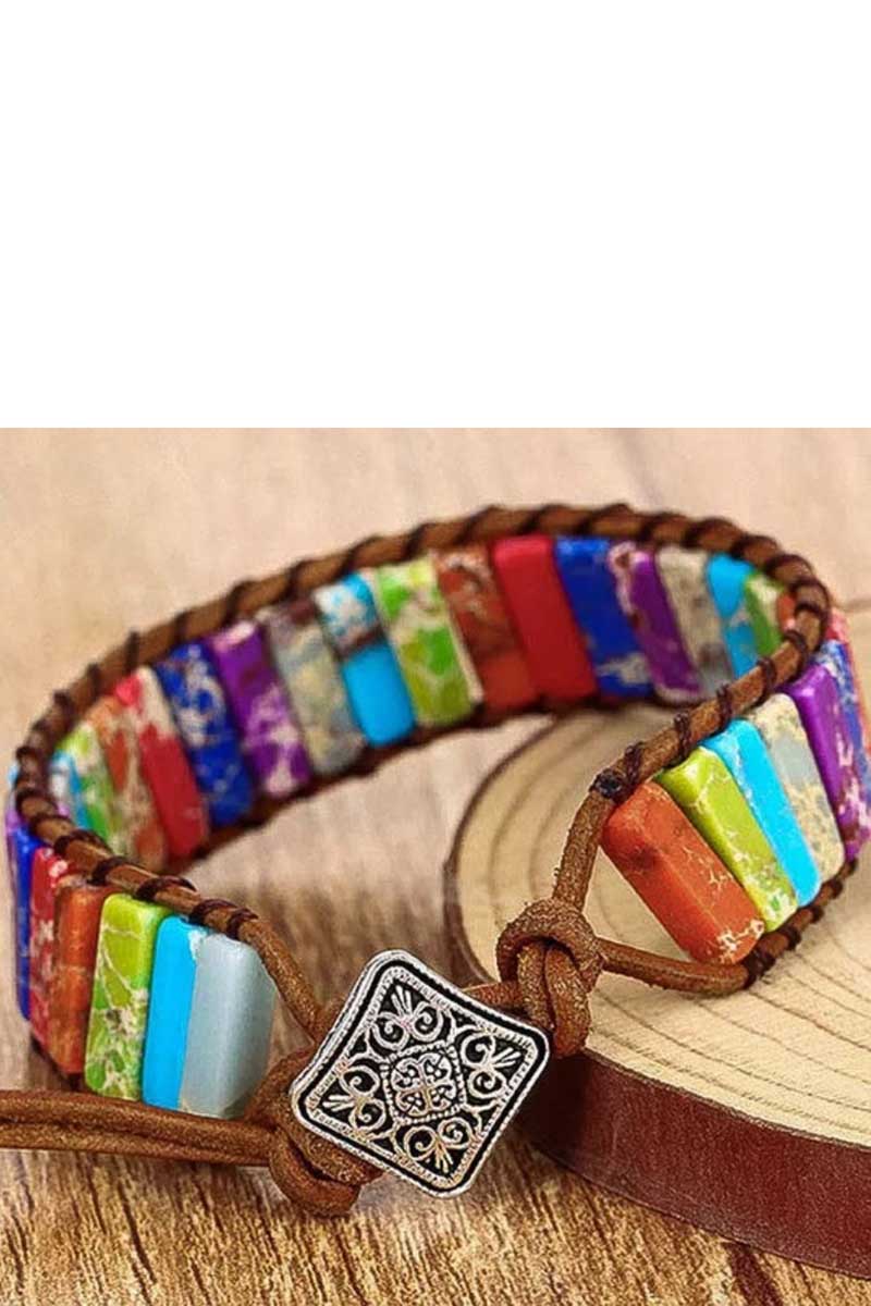 Sunflower Colorful Stone Beaded Wrap Bracelet - Seldom Seen Styles