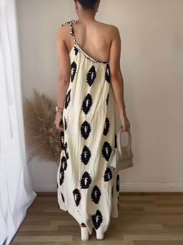 Sunshine Ethnic Print One Shoulder Loose Maxi Dress - Seldom Seen Styles