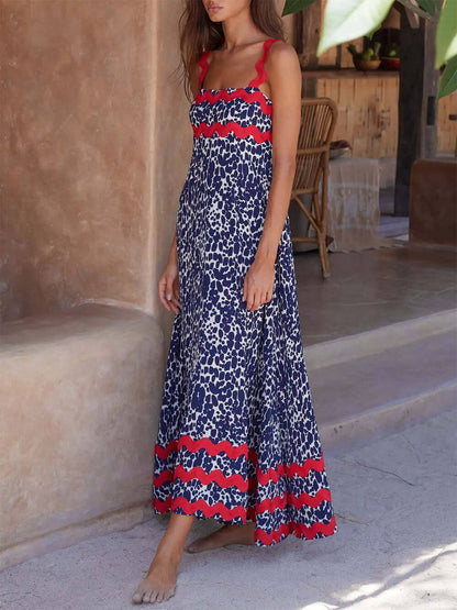 Suspender Print Maxi Dress - Seldom Seen Styles