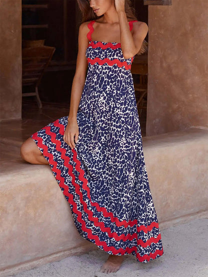 Suspender Print Maxi Dress - Seldom Seen Styles