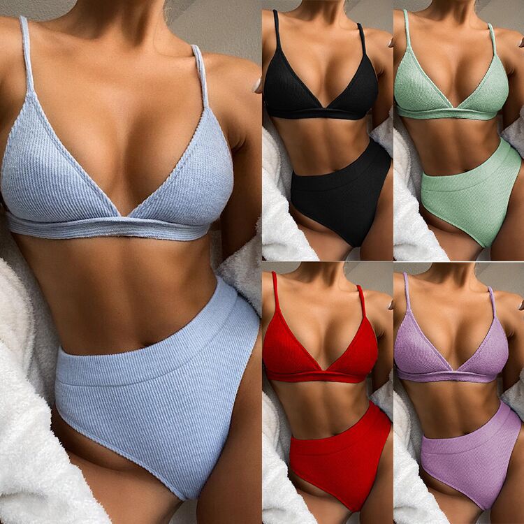 Swimsuit Bikini Hot Sale Solid Color Bikini Women's Two-Piece Swimsuit Triangle Bikini - Seldom Seen Styles