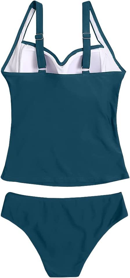 Swimsuit for Women 2 Piece 2 Piece Swimsuit for Women Blouson Tankini Top with Shorts Tummy Control Bathing Suit (Red,XXL) - Seldom Seen Styles