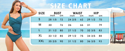 Swimsuit for Women 2 Piece 2 Piece Swimsuit for Women Blouson Tankini Top with Shorts Tummy Control Bathing Suit (Red,XXL) - Seldom Seen Styles