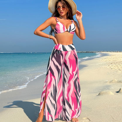 Swimsuit for Women2024New Style European and American Bikini Long Pants Three-Piece Swimsuit - Seldom Seen Styles