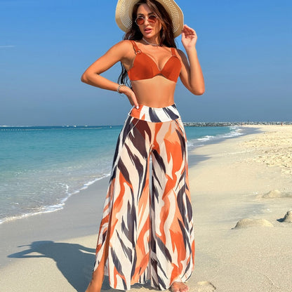 Swimsuit for Women2024New Style European and American Bikini Long Pants Three-Piece Swimsuit - Seldom Seen Styles