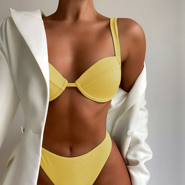 Tara Ribbed Style High Waist Bikini - Seldom Seen Styles