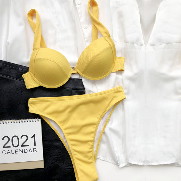 Tara Ribbed Style High Waist Bikini - Seldom Seen Styles