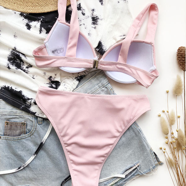 Tara Ribbed Style High Waist Bikini - Seldom Seen Styles