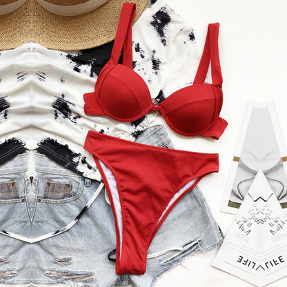 Tara Ribbed Style High Waist Bikini - Seldom Seen Styles