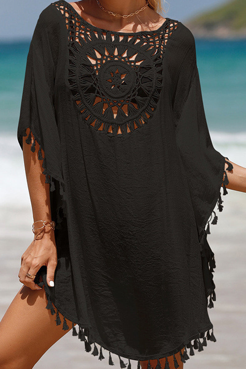 Tassel Hollow out Patchwork Cover-up - Seldom Seen Styles