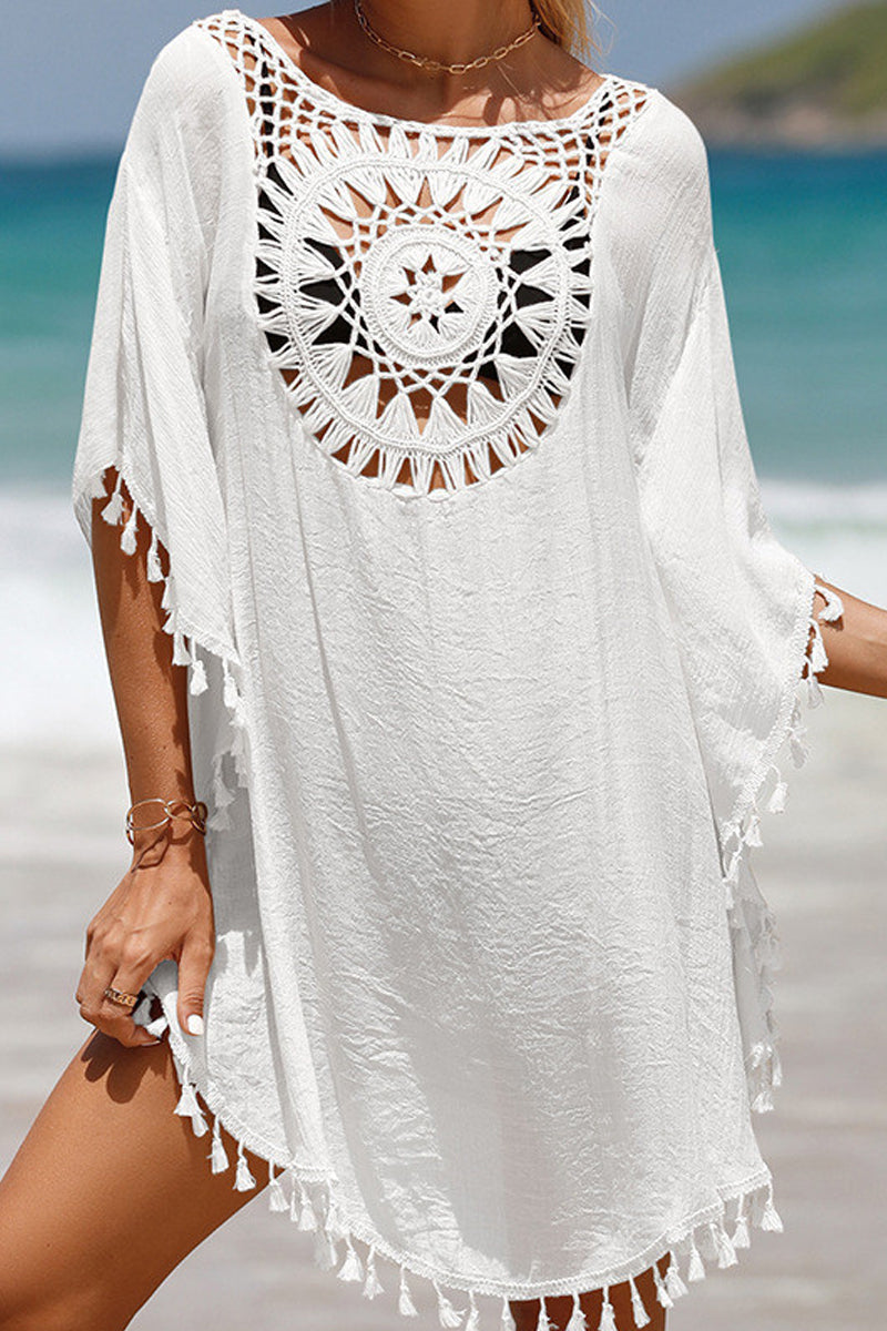 Tassel Hollow out Patchwork Cover-up - Seldom Seen Styles