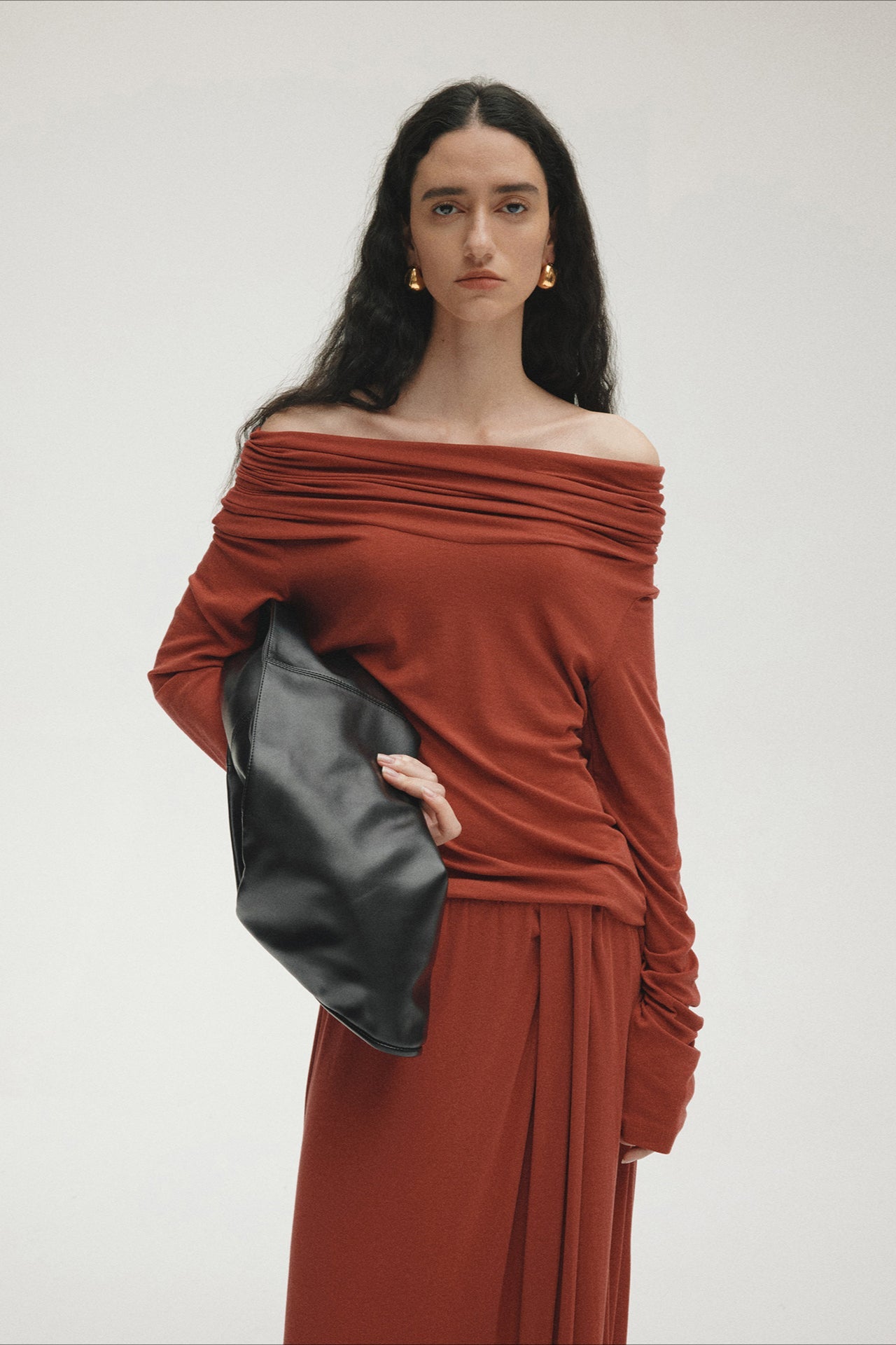 Tencel Off-Shoulder Fitted Knit Sweater Women's Iris Layering - Seldom Seen Styles