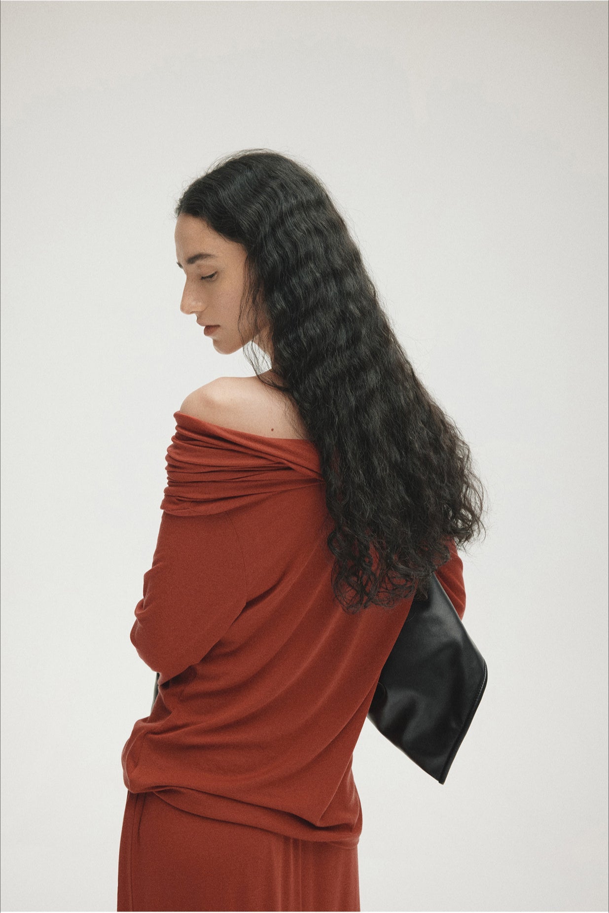 Tencel Off-Shoulder Fitted Knit Sweater Women's Iris Layering - Seldom Seen Styles