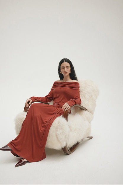 Tencel Off-Shoulder Fitted Knit Sweater Women's Iris Layering - Seldom Seen Styles