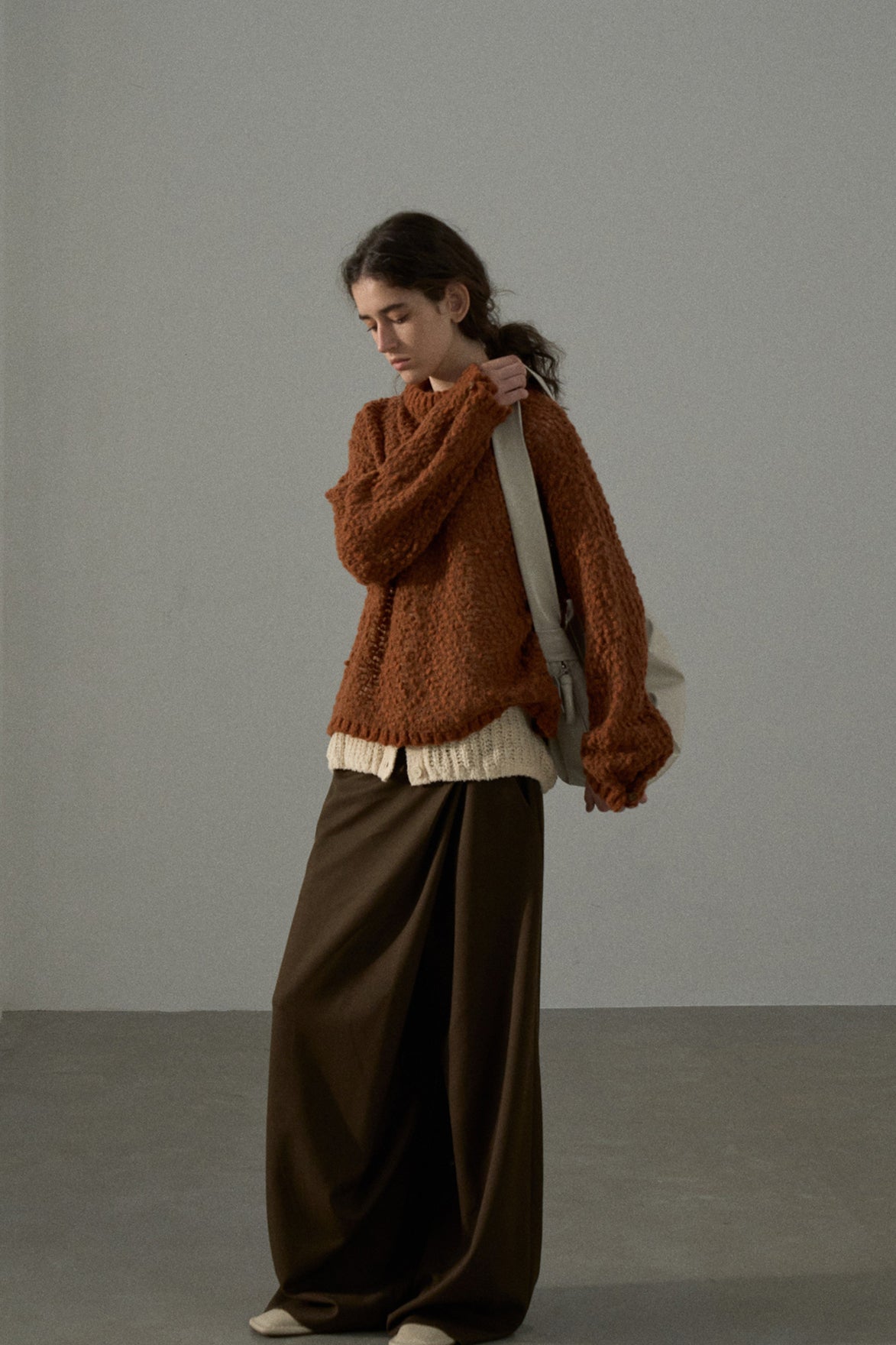 Textured Breathable Bean Yarn Women's Long Sleeve Crew Neck Loose Mohair Sweater Fuzzy Cozy Oversized Knitted Pullover - Seldom Seen Styles