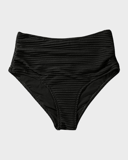 Textured Knot-Front High-Waisted Bikini Set - Seldom Seen Styles