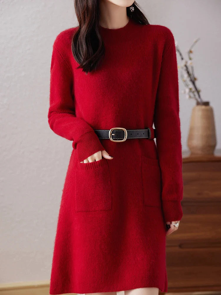 The Winter Luxe Midi Dress Knit Dresses For Women Dress With Belt - Seldom Seen Styles
