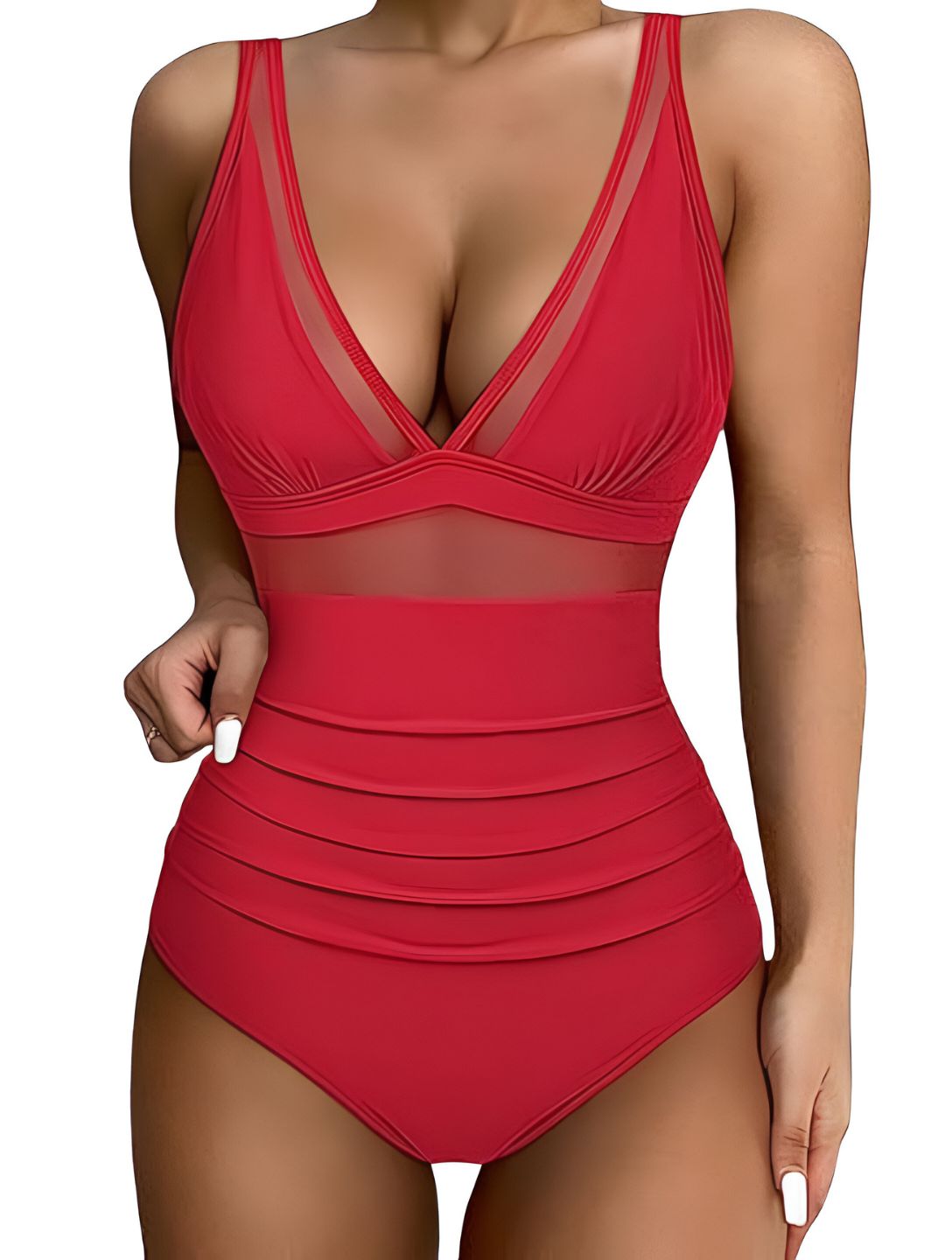 The Sculpting V-Neck Mesh Suit - Seldom Seen Styles