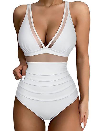 The Sculpting V-Neck Mesh Suit - Seldom Seen Styles