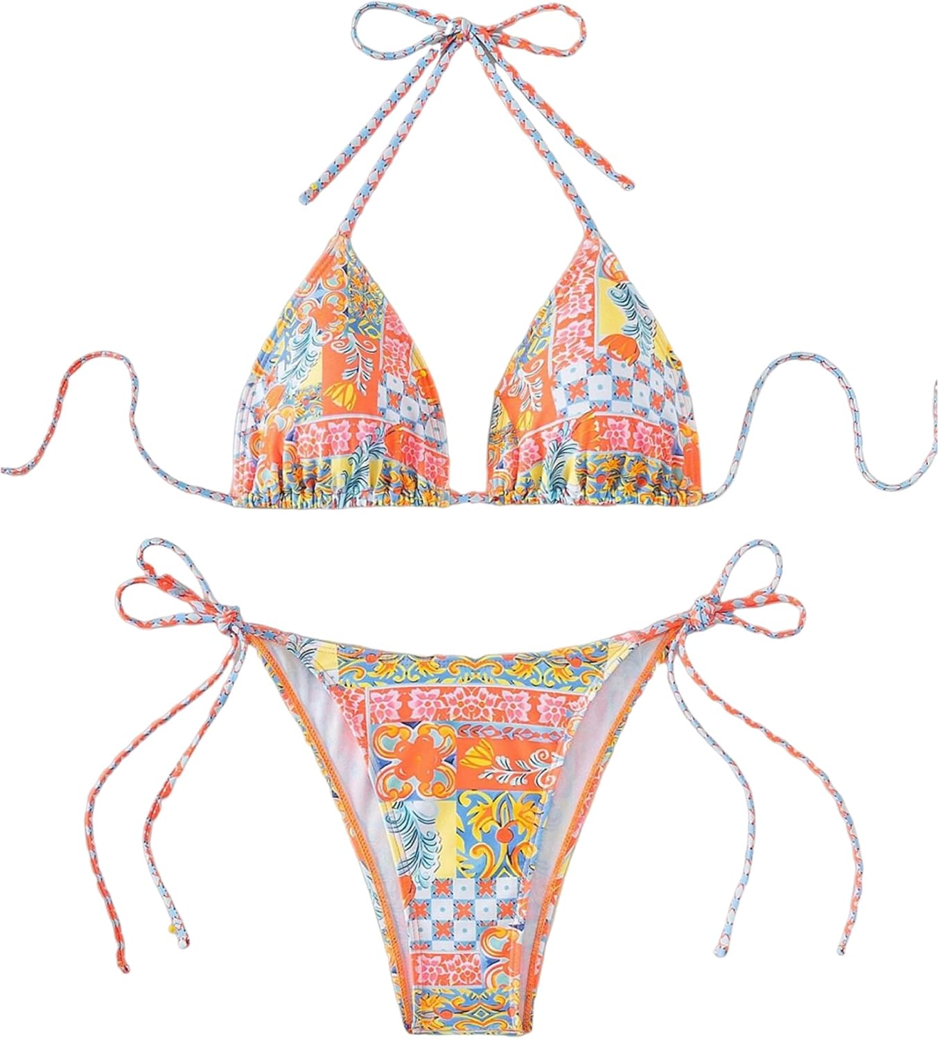 Triangle Bikini for Women 2 Piece Halter Bikini Sets Sexy High Cut Bathing Suit Side Tie Swimsuits - Seldom Seen Styles