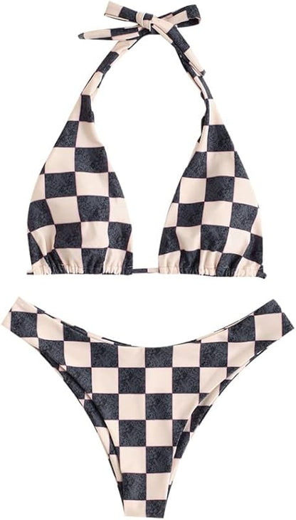 Triangle Bikini for Women 2 Piece Halter Bikini Sets Sexy High Cut Bathing Suit Side Tie Swimsuits - Seldom Seen Styles