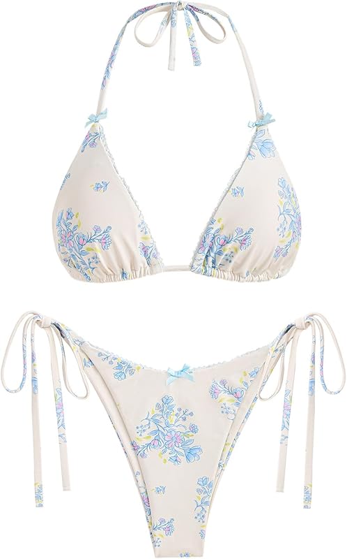 Triangle Bikini for Women 2 Piece Halter Bikini Sets Sexy High Cut Bathing Suit Side Tie Swimsuits - Seldom Seen Styles