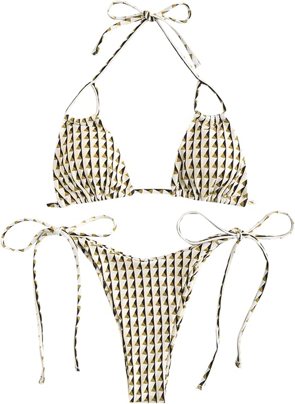 Triangle Bikini for Women 2 Piece Halter Bikini Sets Sexy High Cut Bathing Suit Side Tie Swimsuits - Seldom Seen Styles