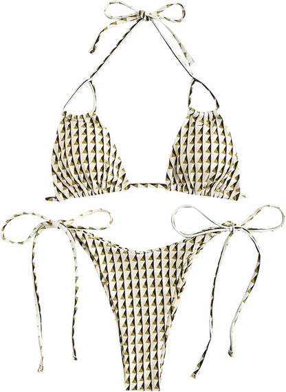 Triangle Bikini for Women 2 Piece Halter Bikini Sets Sexy High Cut Bathing Suit Side Tie Swimsuits - Seldom Seen Styles