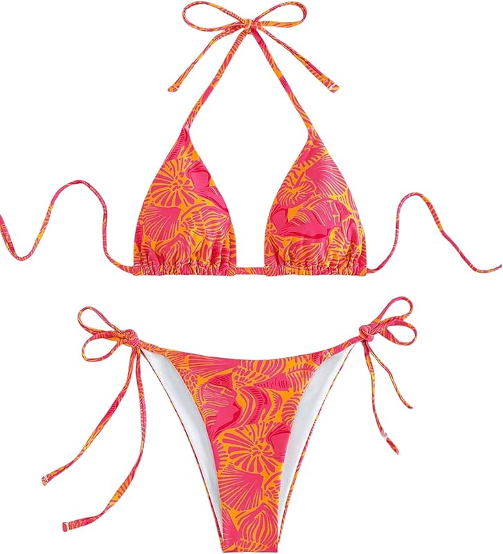 Triangle Bikini for Women 2 Piece Halter Bikini Sets Sexy High Cut Bathing Suit Side Tie Swimsuits - Seldom Seen Styles