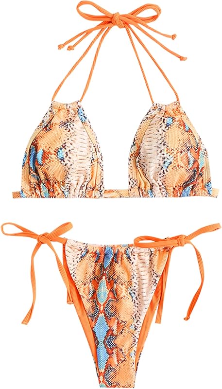 Triangle Bikini for Women 2 Piece Halter Bikini Sets Sexy High Cut Bathing Suit Side Tie Swimsuits - Seldom Seen Styles