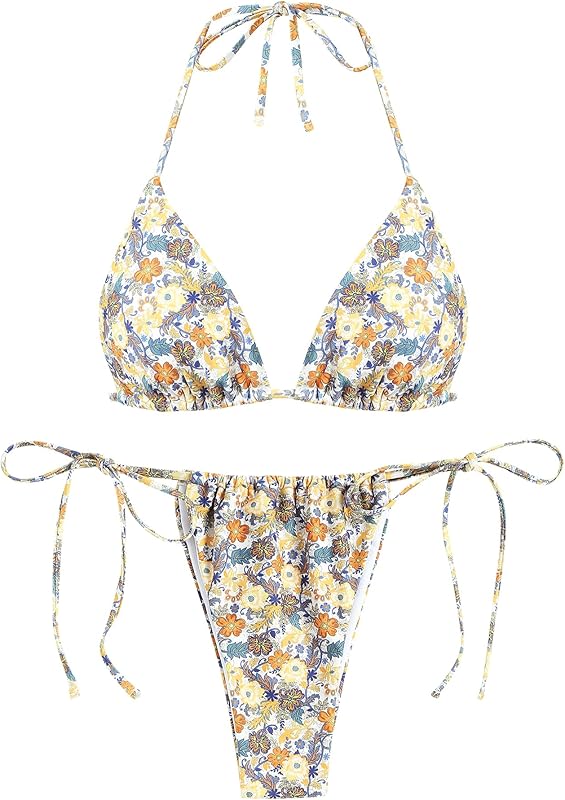 Triangle Bikini for Women 2 Piece Halter Bikini Sets Sexy High Cut Bathing Suit Side Tie Swimsuits - Seldom Seen Styles