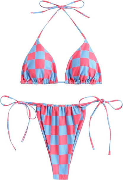 Triangle Bikini for Women 2 Piece Halter Bikini Sets Sexy High Cut Bathing Suit Side Tie Swimsuits - Seldom Seen Styles