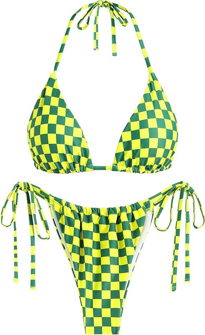 Triangle Bikini for Women 2 Piece Halter Bikini Sets Sexy High Cut Bathing Suit Side Tie Swimsuits - Seldom Seen Styles