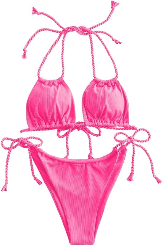 Triangle Bikini for Women 2 Piece Halter Bikini Sets Sexy High Cut Bathing Suit Side Tie Swimsuits - Seldom Seen Styles