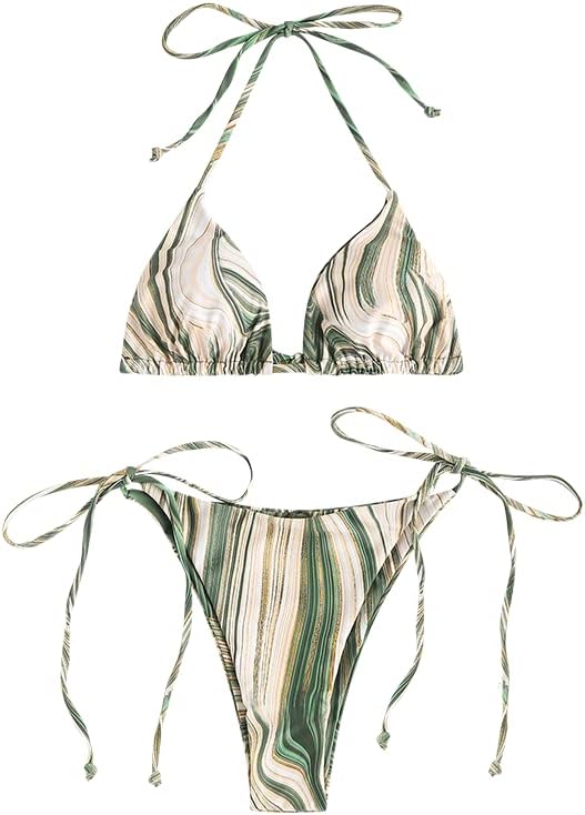 Triangle Bikini for Women 2 Piece Halter Bikini Sets Sexy High Cut Bathing Suit Side Tie Swimsuits - Seldom Seen Styles