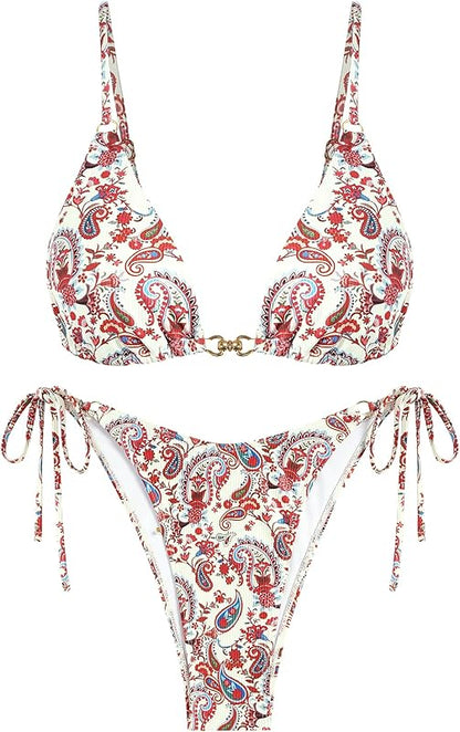 Triangle Bikini for Women 2 Piece Halter Bikini Sets Sexy High Cut Bathing Suit Side Tie Swimsuits - Seldom Seen Styles