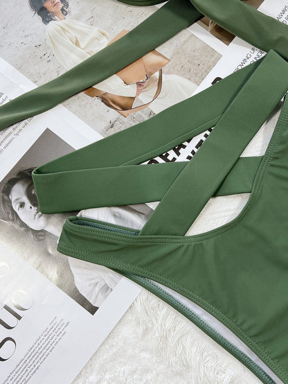 Two Piece Bikini Sets for Women High Waisted Bikini Push Up Swimsuit Halter Wrap Criss Cross Bathing Suit - Seldom Seen Styles