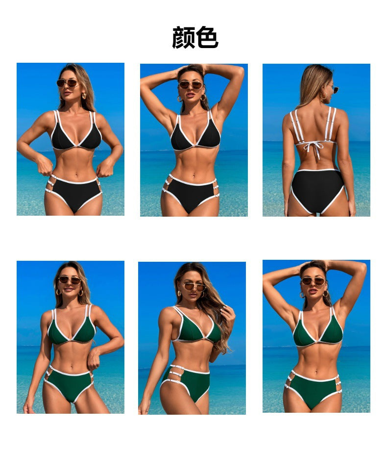 Two Piece Swimsuit Women Bikini Sets Cutout Swimwear Push Up Sexy Bathing Suit Cheeky Cute Beachwear V Neck - Seldom Seen Styles