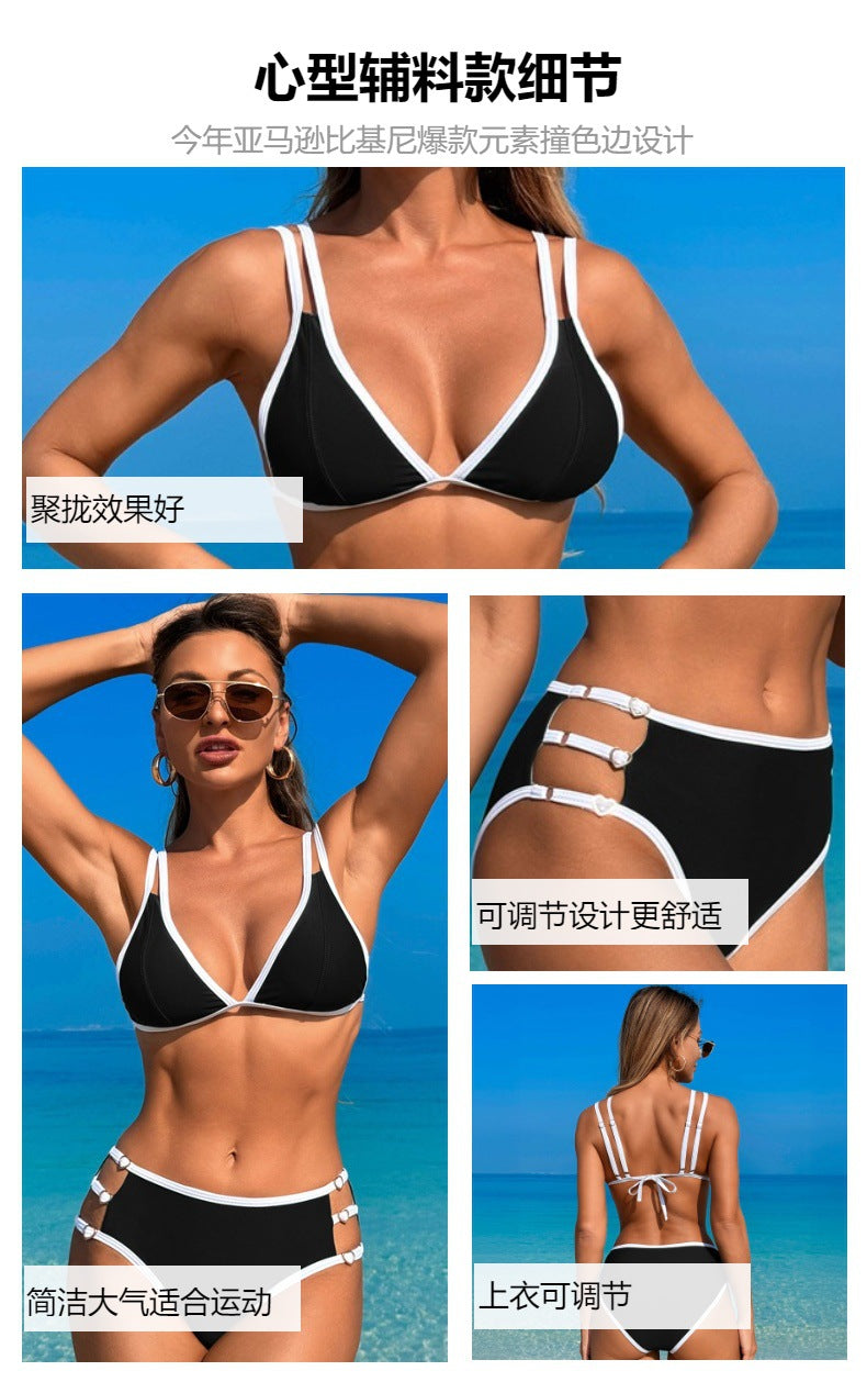 Two Piece Swimsuit Women Bikini Sets Cutout Swimwear Push Up Sexy Bathing Suit Cheeky Cute Beachwear V Neck - Seldom Seen Styles