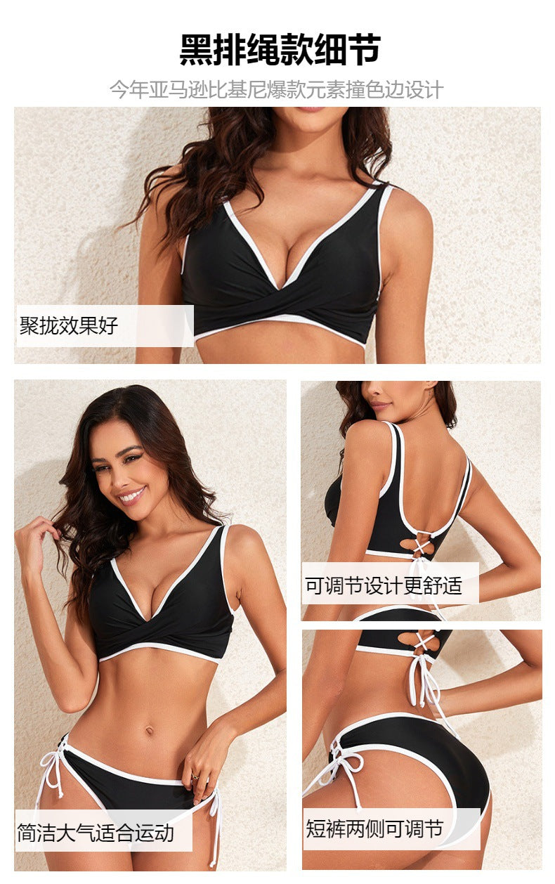 Two Piece Swimsuit Women Bikini Sets Cutout Swimwear Push Up Sexy Bathing Suit Cheeky Cute Beachwear V Neck - Seldom Seen Styles