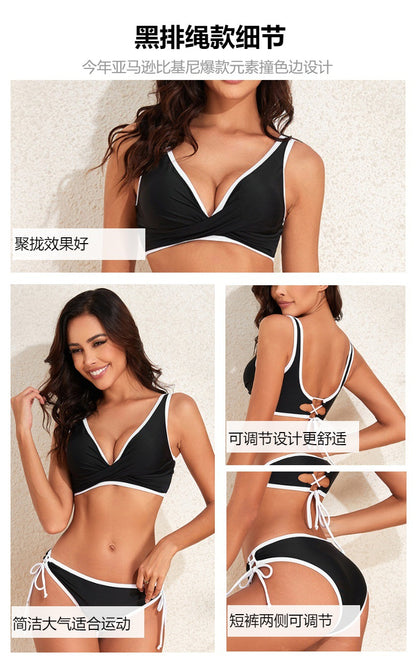 Two Piece Swimsuit Women Bikini Sets Cutout Swimwear Push Up Sexy Bathing Suit Cheeky Cute Beachwear V Neck - Seldom Seen Styles