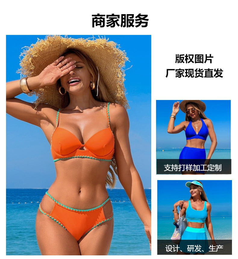Two Piece Swimsuit Women Bikini Sets Cutout Swimwear Push Up Sexy Bathing Suit Cheeky Cute Beachwear V Neck - Seldom Seen Styles