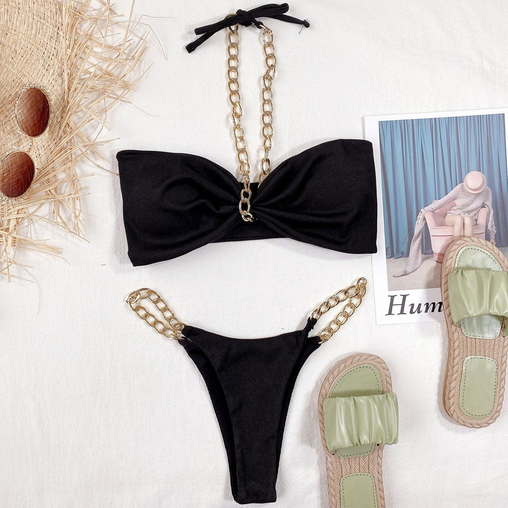 Underwire Bikini Top V-Wired Ruched Swimwear Two Piece Gradient Bikini Sets Tie Side Bathing Suits - Seldom Seen Styles