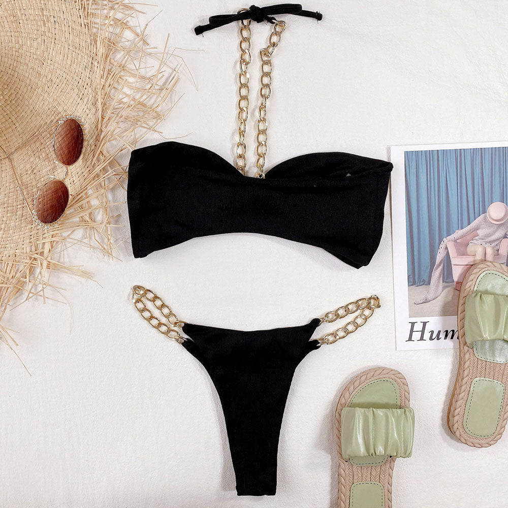 Underwire Bikini Top V-Wired Ruched Swimwear Two Piece Gradient Bikini Sets Tie Side Bathing Suits - Seldom Seen Styles