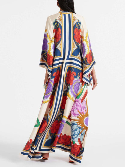 Unique Ethnic Floral Print Flowing Maxi Dress - Seldom Seen Styles