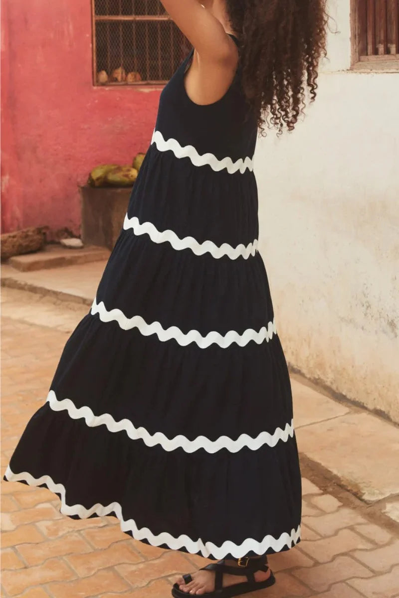 Unique Stripe Waves Maxi Dress - Seldom Seen Styles